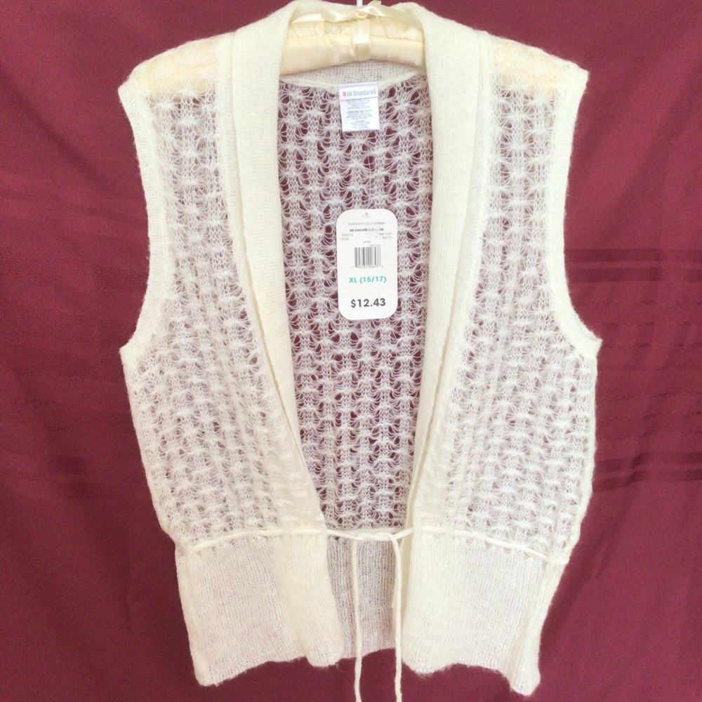 Crochet knit, open front vest, bolero, camisole